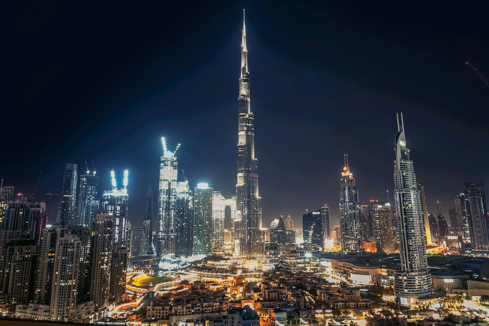 The Dubai skyline at night