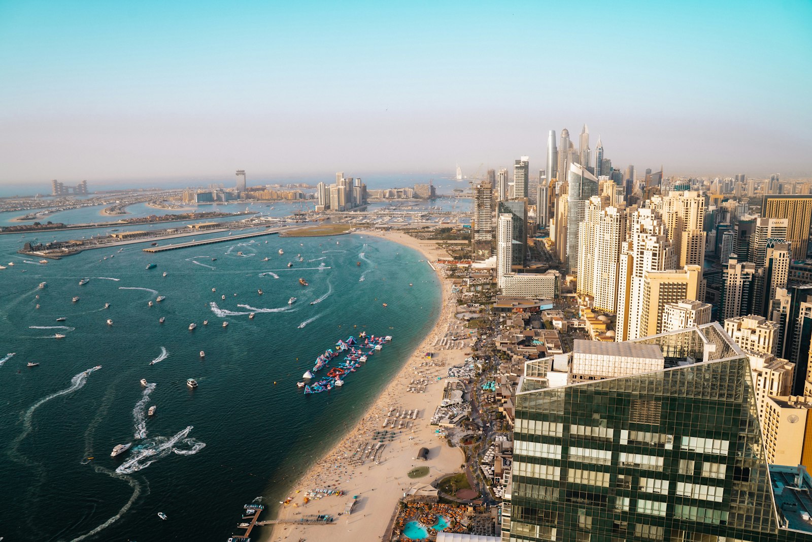 The Dubai coastline seen from the air on a clear day